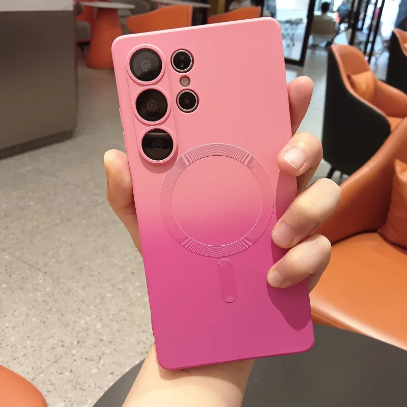 Gradient Color Silicone Phone Case with Wireless Charging and Glass Lens Camera Cover