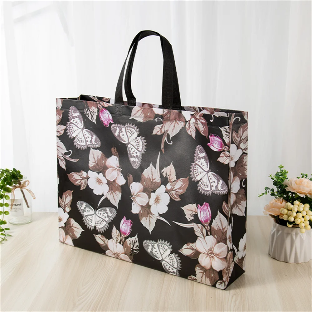 Non-woven Fabric Shopping Bag Women Travel Grocery Bag Waterproof Butterfly Printing Shopping Pouch Eco Folding Bag Storage Bag 5