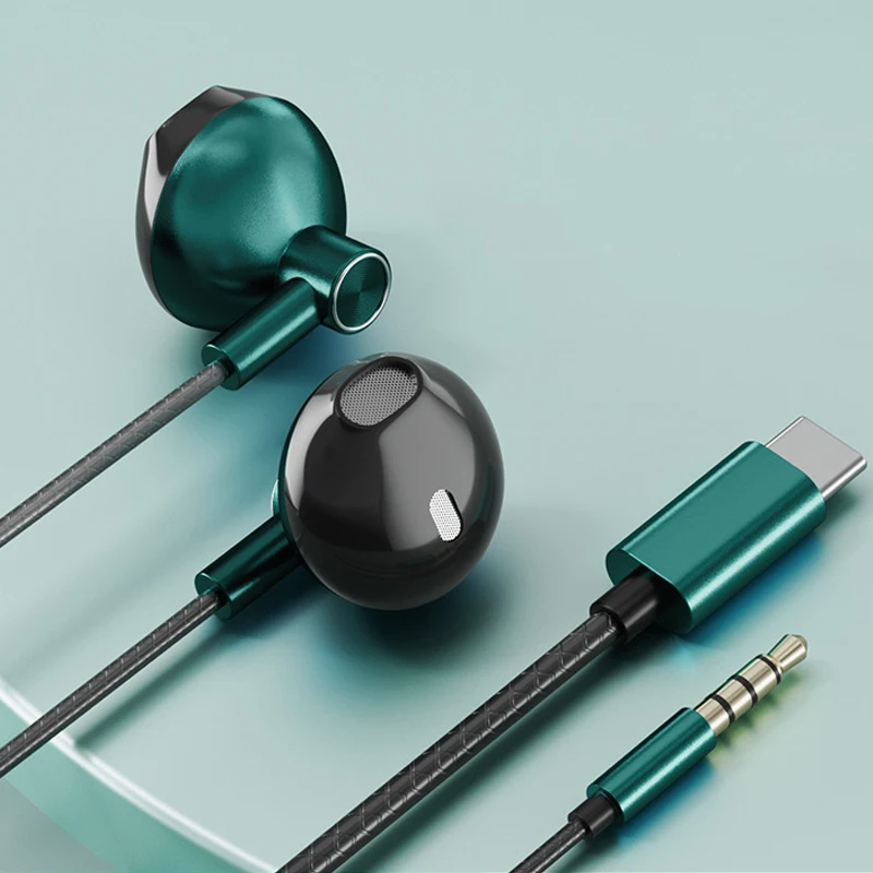 Universal Type C Inear Wired Headphones 3.5mm Stereo Sport Music