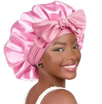 High-quality Mulberry Silk Sleeping Bonnet for Women Large Sleep Cap with Wide Elastic Tie Band for Curly Dreadlock Braid Hair C
