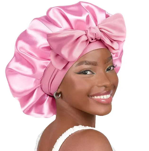 Mulberry Inj Bonnet de sommeil pour femme, grand bonnet de sommeil avec large bande élastique, dreadlock bouclé, cheveux tressés C, haute qualité 1