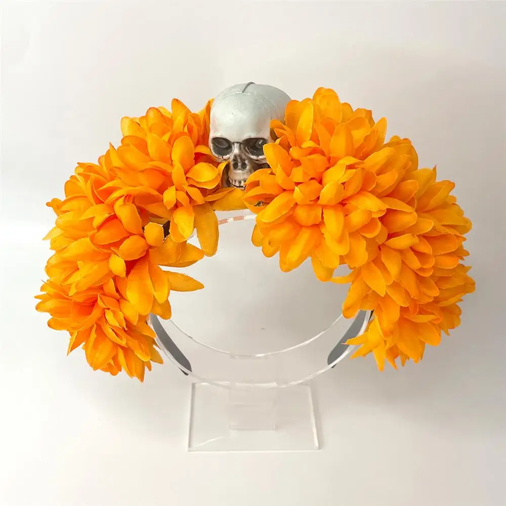 Mode Spinne Schädel Halloween Kopf bedeckung Party Kostüm Haarschmuck Blume Stirnbänder mexikanische Rose Blume Krone für Frauen – Detail 14