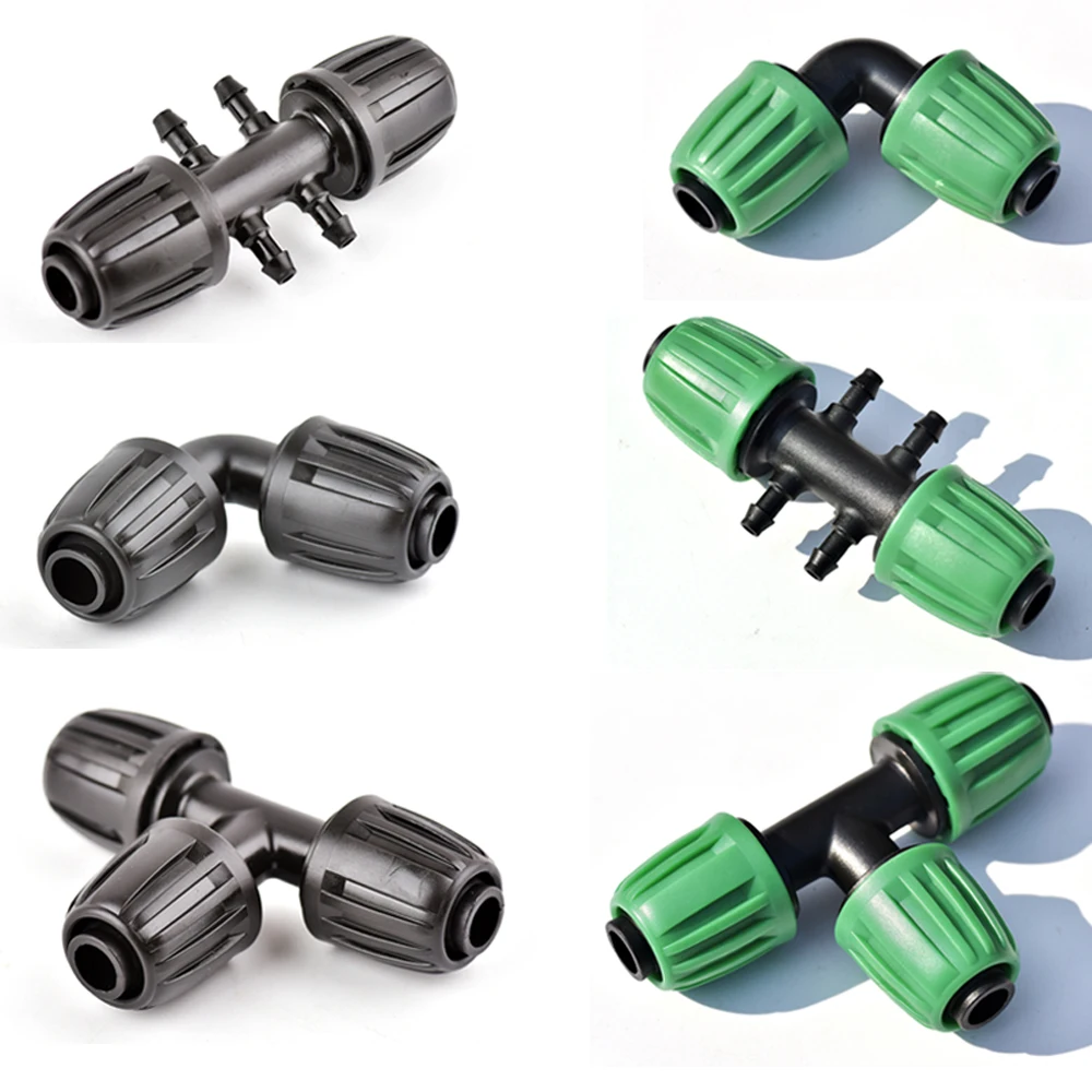 Séparateur de connecteur de tuyau PE 16mm 1/2 '', 5 pièces, couplage en T, verrouillage fileté à tuyau de 4/7mm, arrosage de jardin, Irrigation goutte à goutte