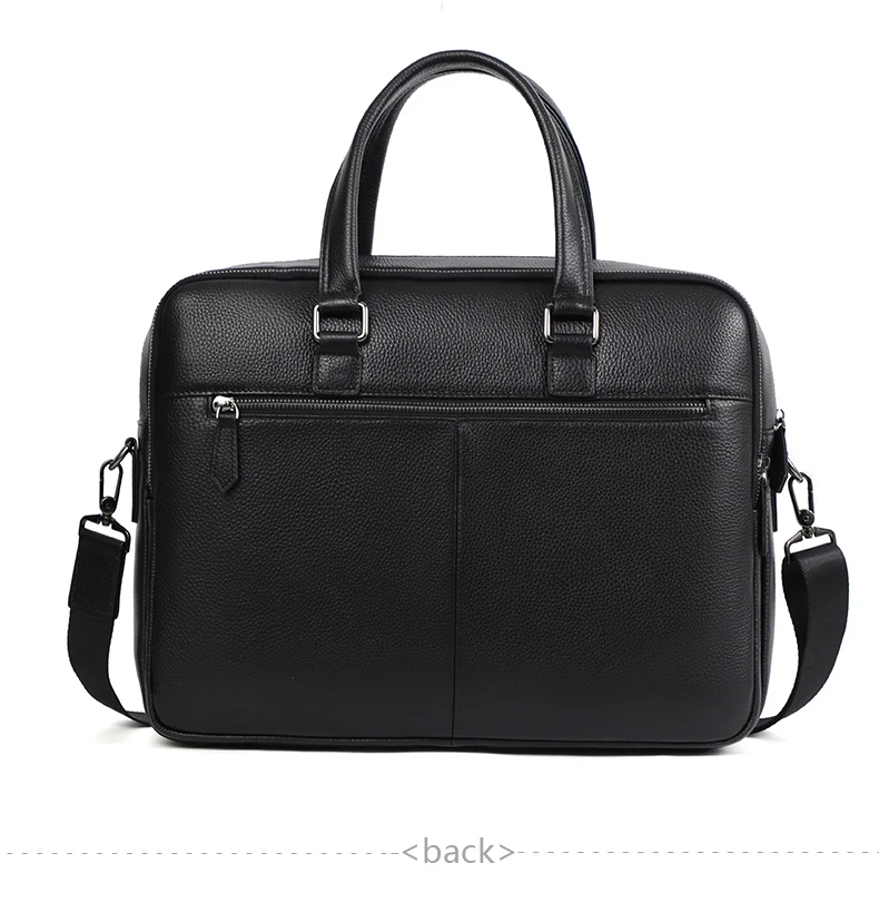 Double Zipper Men Bags Genuine Leather Men Briefcase Bag Business Leather Laptop Bag Shoulder Fashion Office Male Handbag Large
