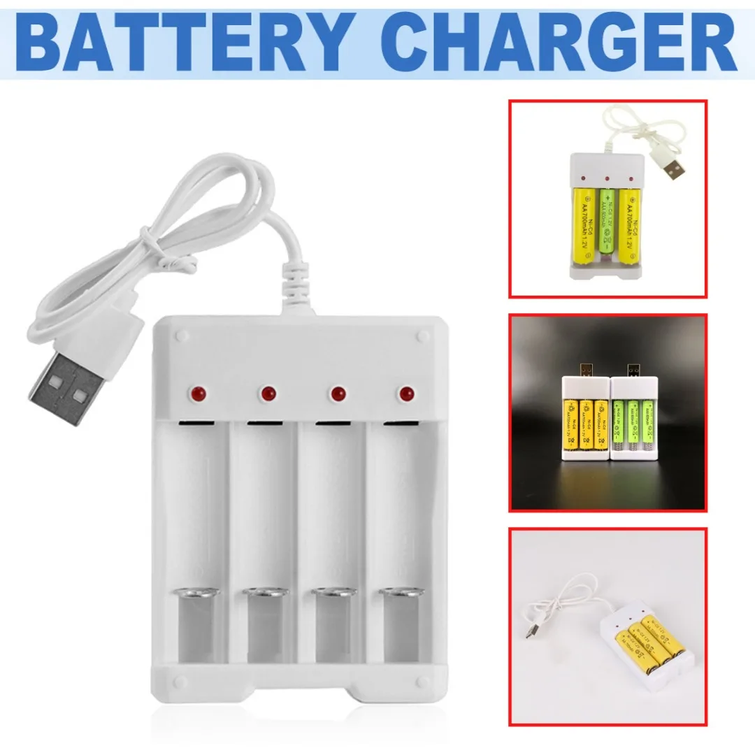 

1pc 4-Slot Battery Fast Charger USB 2.0 Plug For Rechargeable AA/AAA Batteries Adapter LED Indicators Display Accessories Tool