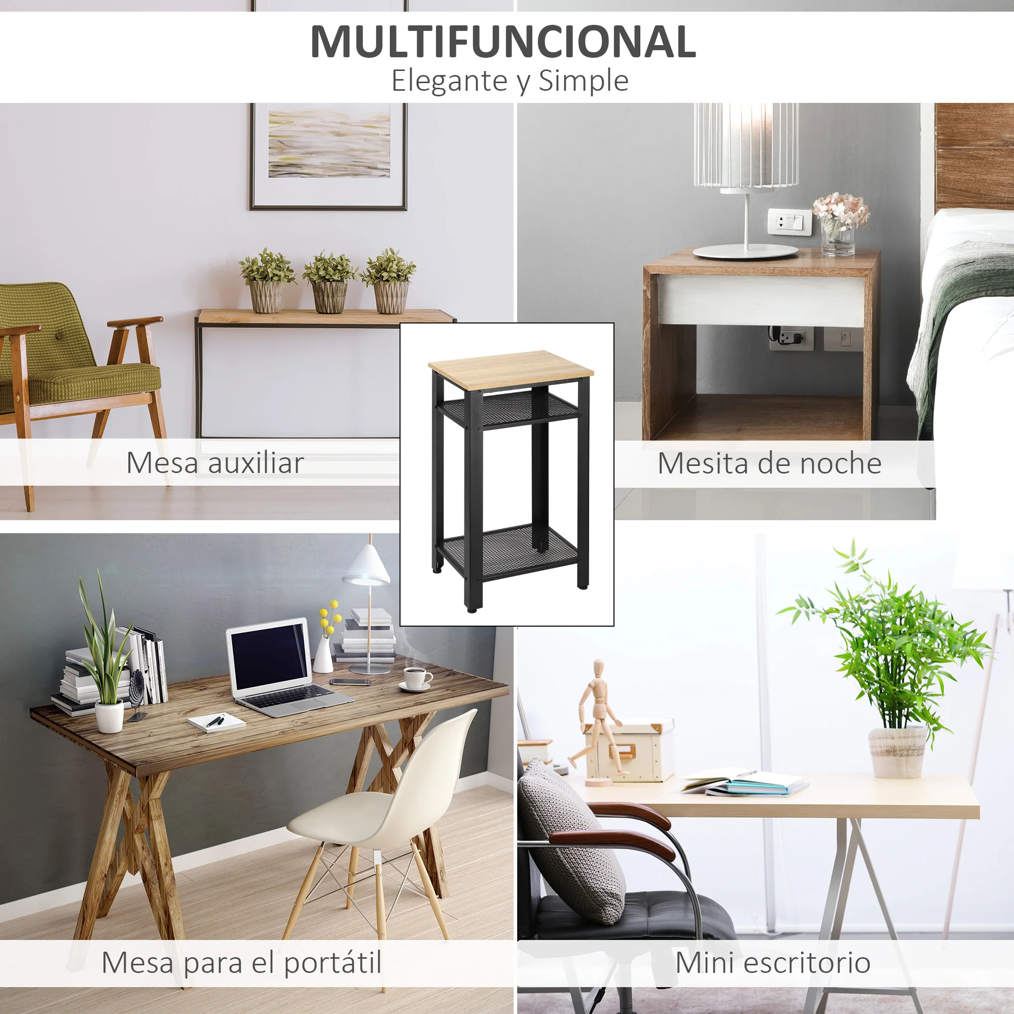 Comodino Con Cassetto E Ripiano Aperto 34 X 36 X 50 Cm Multistrato Nero Dec034356 87190033