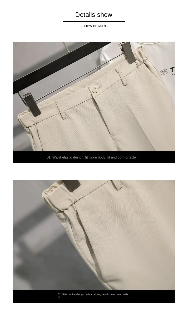Description Picture 4 of itemSagging suit pants for men's summer fashion Korean straight fit casual versatile business cropped solid color pants