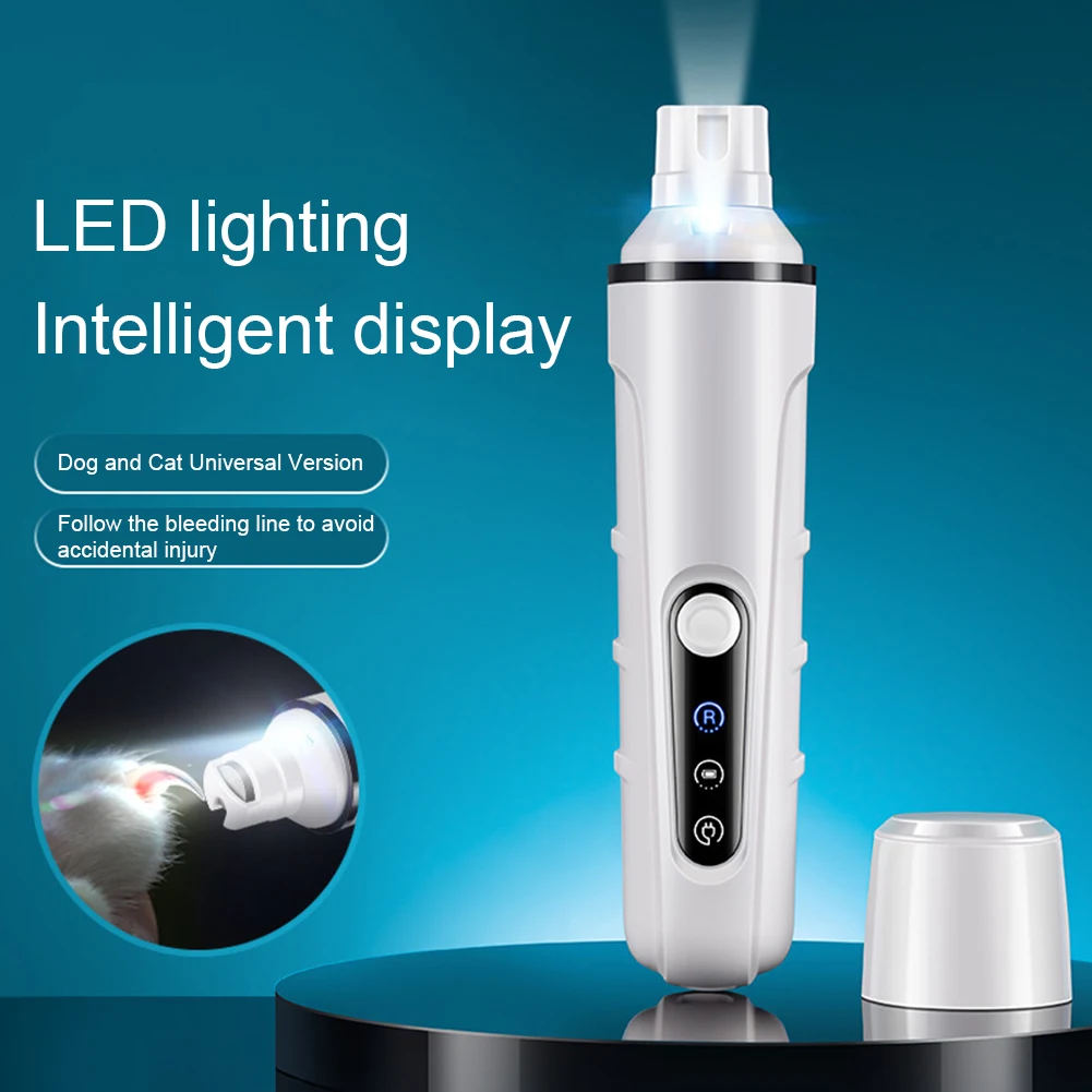 Electric Pet Nail Clippers Dog Nail Grinders With LED Light Rechargeable Dog Cat Paws Grooming Smoothing Trimmer Tool