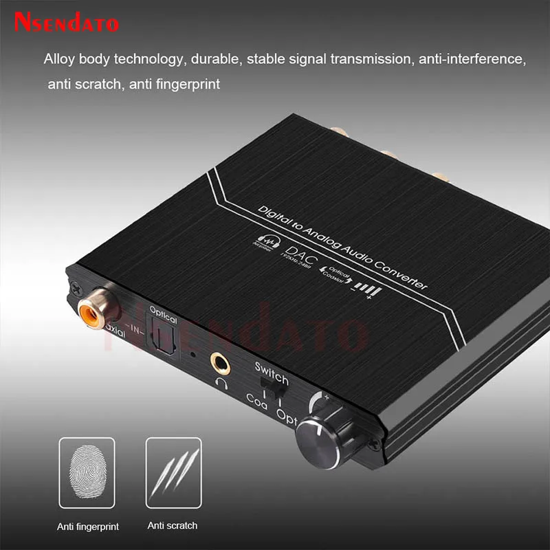 Digital DAC Audio Converter Adapter  Optical SPDIF Coaxial to Analog RCA 3.5mm Optical L/R Stereo Aux For TV PC Game Console