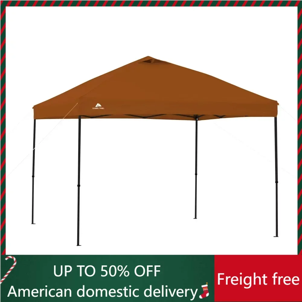 

10' X 10' Brown Instant Outdoor Canopy With UV Protection Camping Supplies Freight Free Camping Tent Travel Equipment Tents