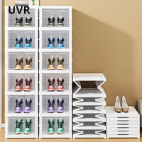 Полка для обуви UVR, домашний дверной проем, многослойный шкаф для обуви, складная полка для закусок, органайзер, прозрачная коробка для хранения обуви, мебель — изображение 3