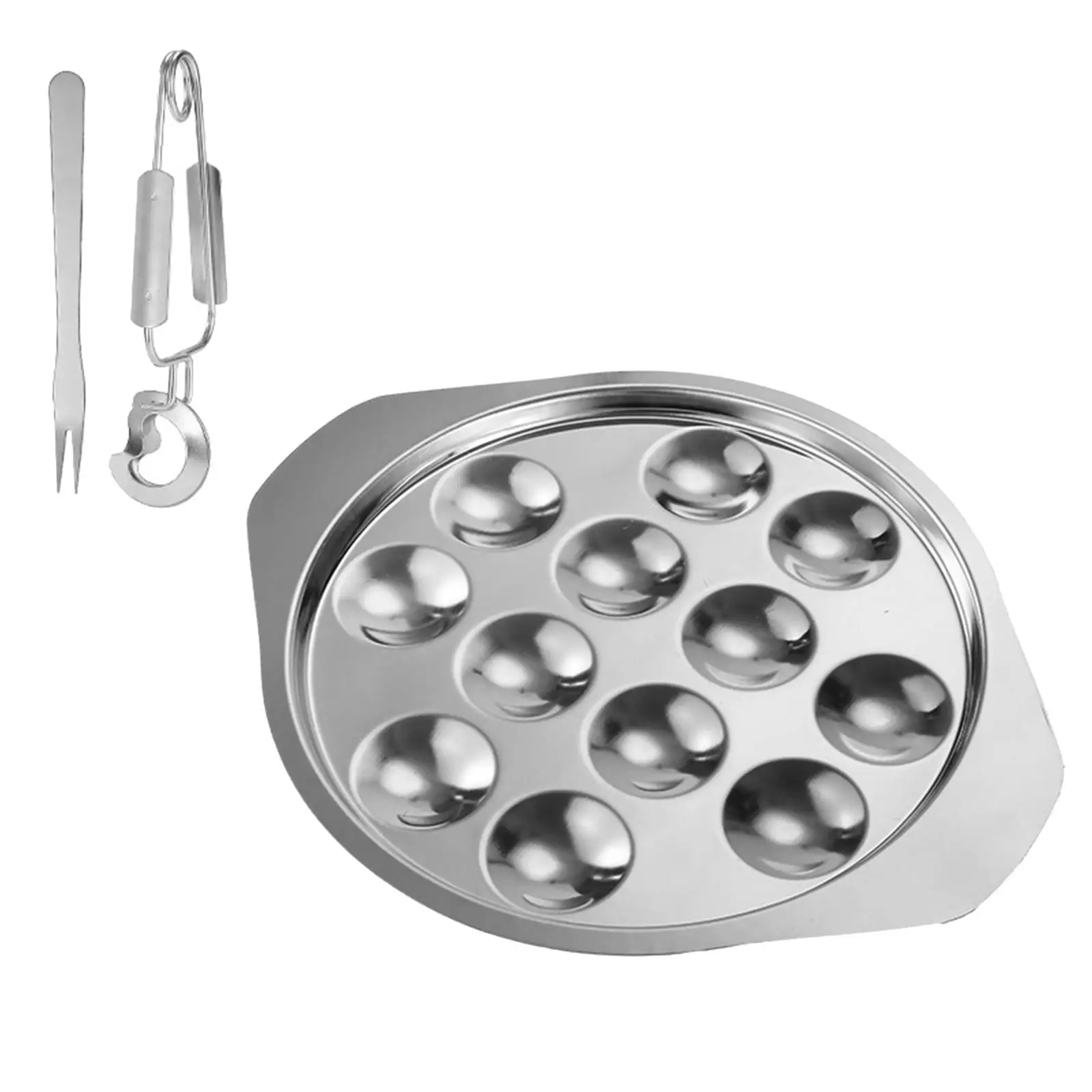 Conch Pan Stainless Steel Conch Plate Sturdy Easy to Clean Clip Food Dish Escargot Plates for Cooking Restaurant Picnic