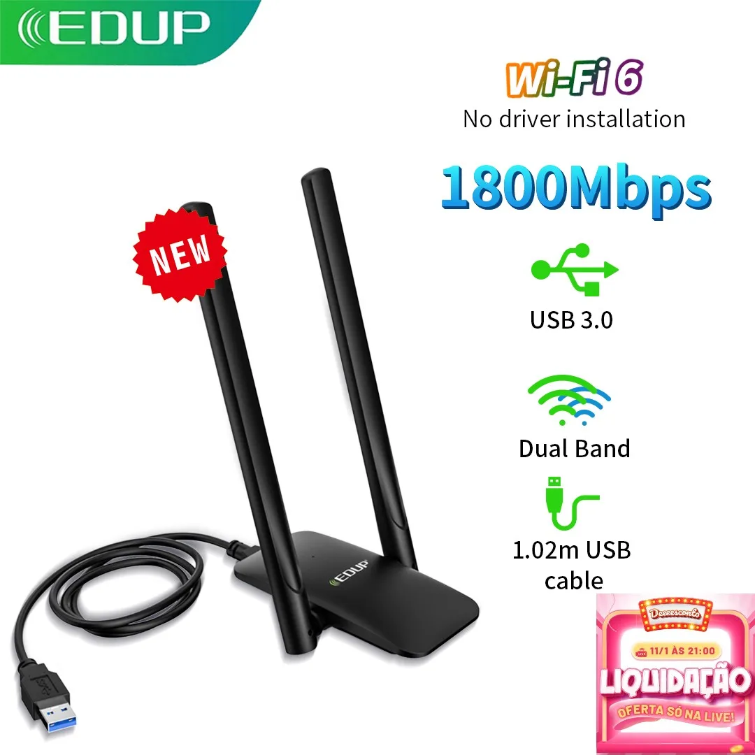 Edup usb wifi6 adapter ax1800 dual band usb wireless adapter 1800mbps