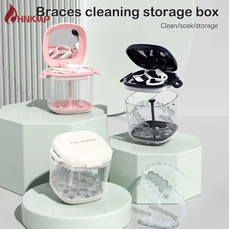 

Denture Storage Box With Filter Holder And Mirror Oral Orthodontic Retainer Cleaning Case False Teeth Soaking Container Travel