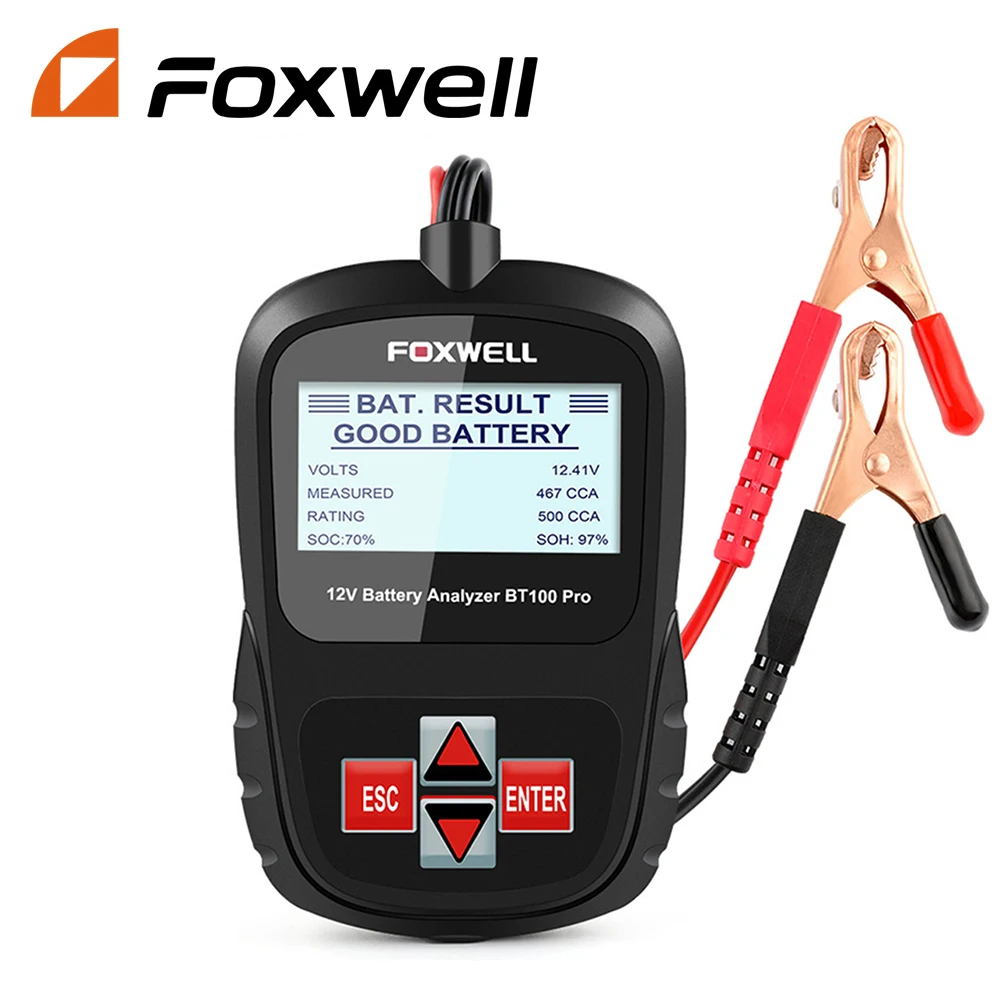 Foxwell Bt100 Pro Tester Batteria Per Auto 12V Per Gel Agm Allagato Da 100 A 1100Cca 200Ah Strumento Diagnostico Per Analizzatore Di Salute Della Batt
