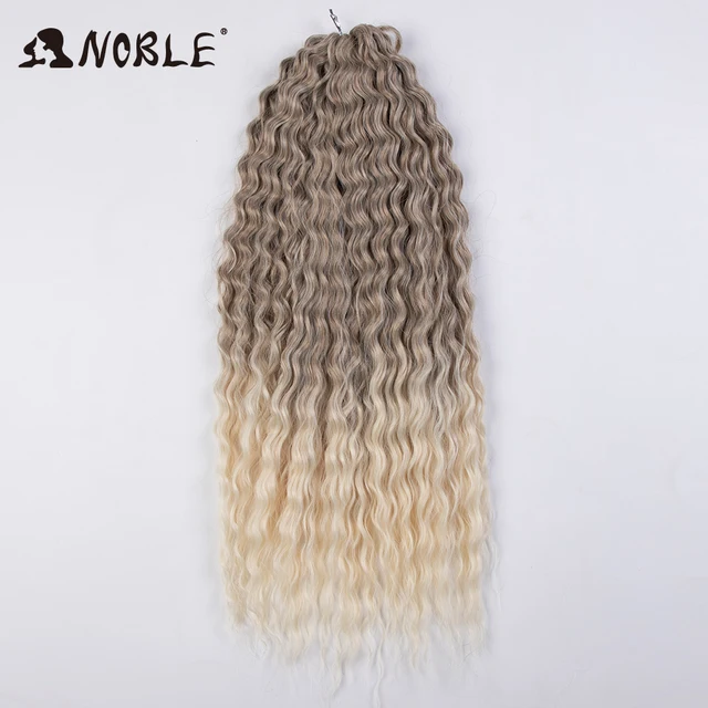 Noble Synthetic Hair Cosplay Water Wave 24Inch Twist Crochet Hair Braid Hair Ombre Blonde Pink Deep Wave Braiding Hair Extension T-LINEN(62)