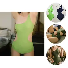 

Fresh One-piece Bikini Slim High Cut Solid Color Waist Hollow Bodysuit Beachwear Women Monokini Bodysuit Swimsuit