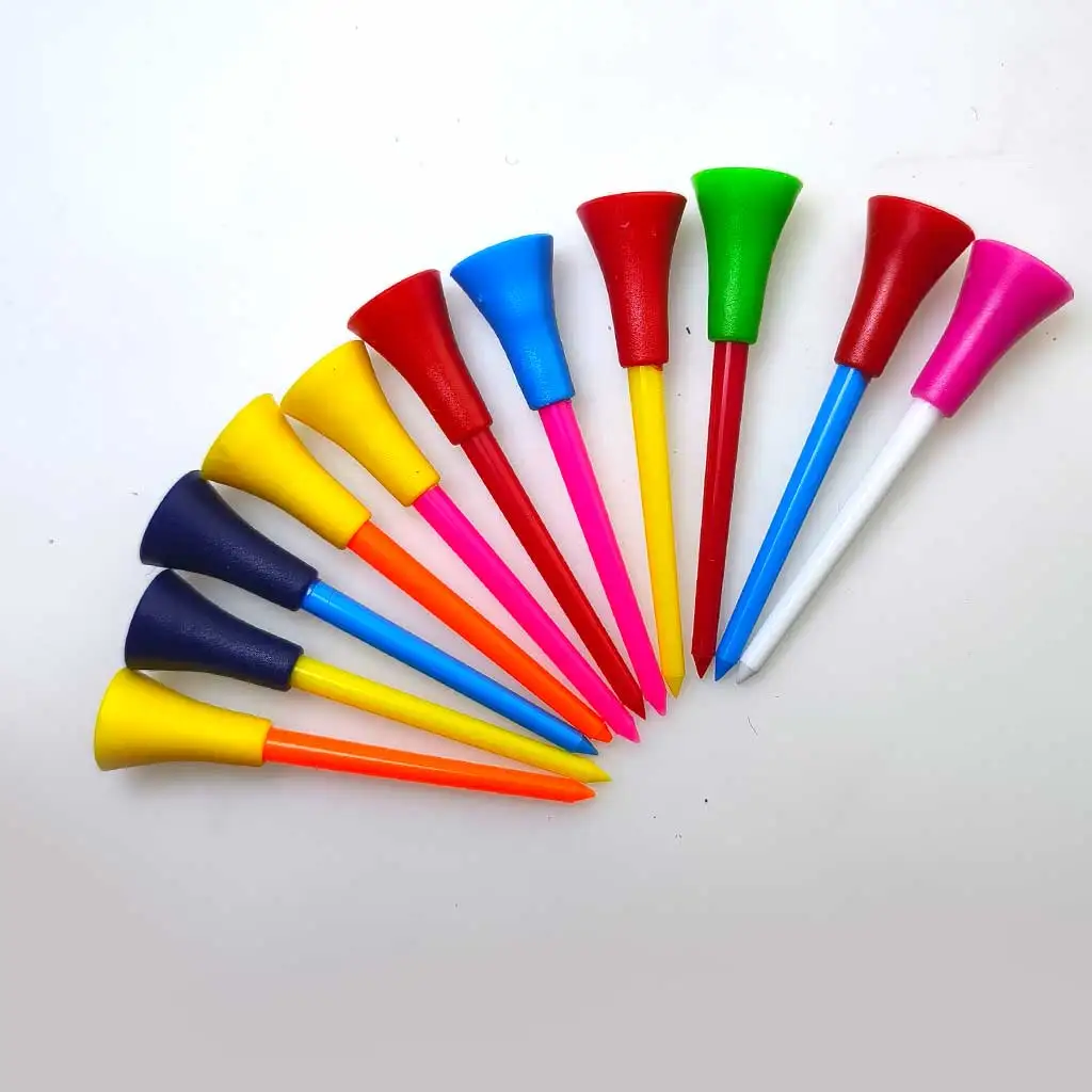 Rubber Cushion Top Golf Tees with Plastic Ball Holder - 10-40 Pieces, Assorted Colors