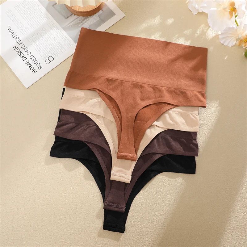 Description Picture 4 of item3PCS High Waist Butt Lifter Women's Thong Panties Maillard Sexy Tummy Control Belly Shaping Lingerie Female Slimming Shapewear