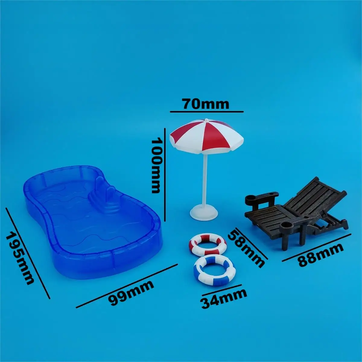 Miniature Dollhouse Forest Family Outdoor Playset with Swimming Pool, Boat, Ice Cream Cart, and Swing