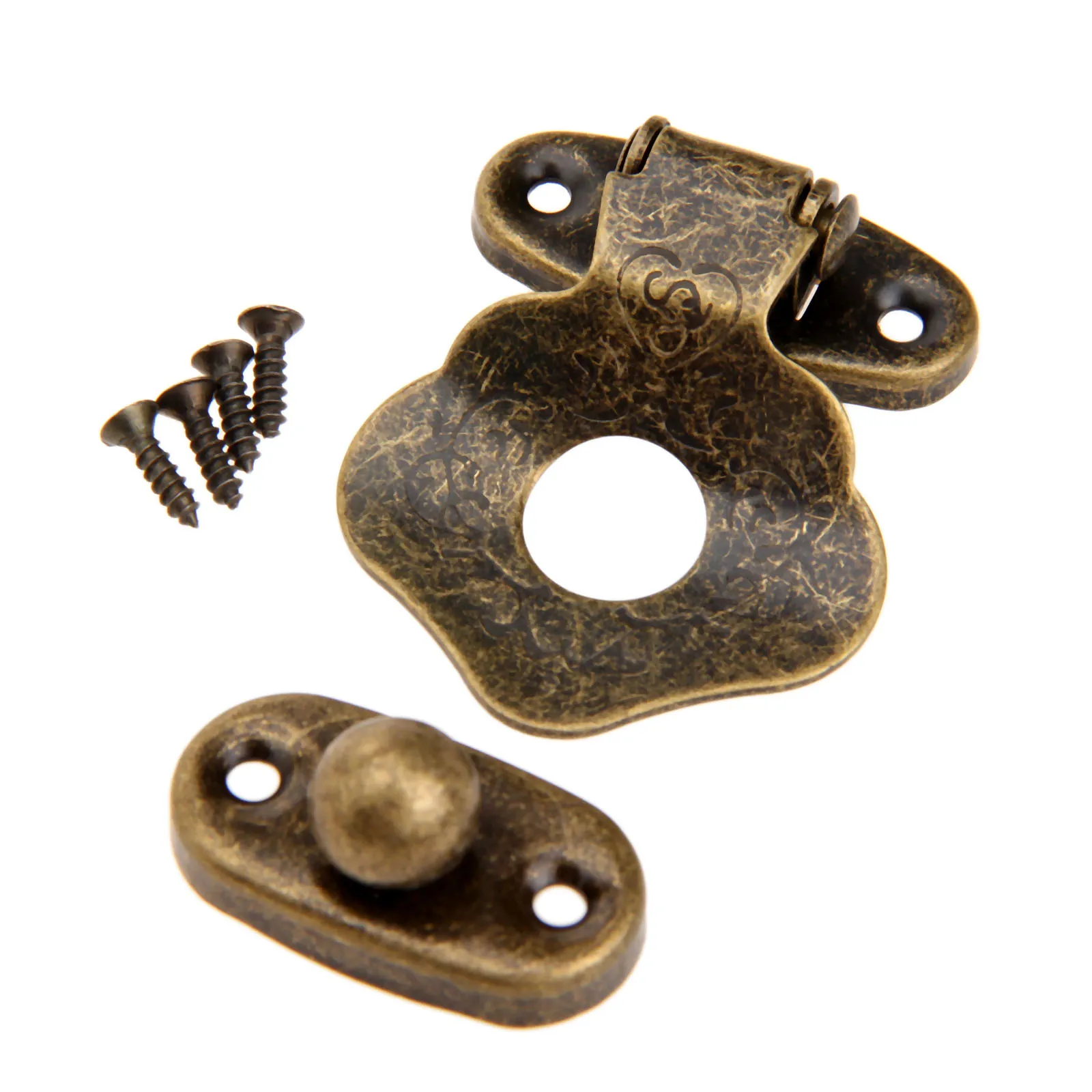 Antique Brass Latch Decorative Jewelry Gift Wine Wooden Box Suitcase Case Hasp Latch Hook Vintage Lock Hardware +Screws 42x32mm jewelry box hasps decorative latches