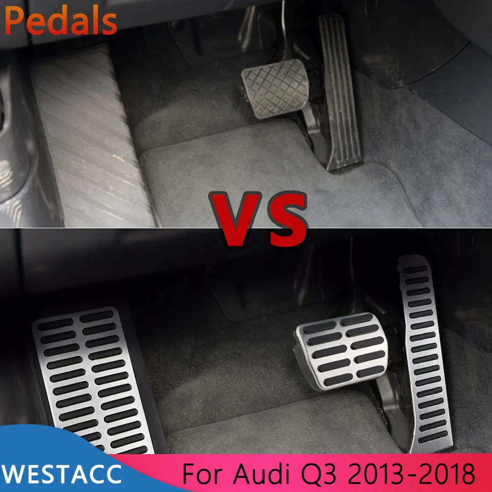 Auto Pedaal Covers Voor Q3 RS MK1 8U 2012 2013 2014 2015 2016 2017 2018 Rvs Auto Pedalen Gaspedaal Rem Antislip Pedaal Cover Pads Pedalen Set Auto(C- 3 pcs
