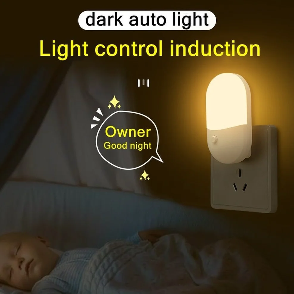 LED 야간 조명 절약 LED 조명 제어 유도 야간 램프 EU 미국 플러그 야간 조명 침실 화장실 계단 복도