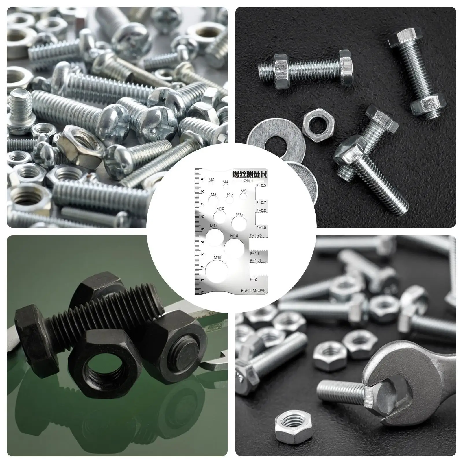 1pcs Screw Thread Pitch Gauge Ruler Measuring Tool Bolt Nut Metric Machining Threads Screw Cutting Gauge Angle Model Measuring