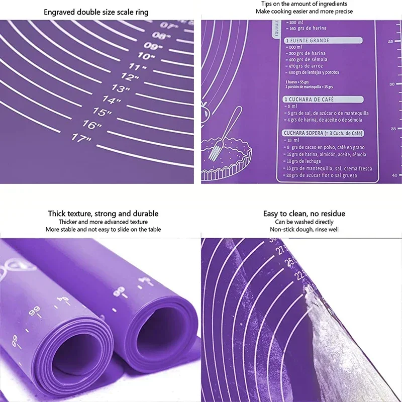 Pastry and Pastry Accessories Mat Bakery Rolling Pin Baking Pizza Thicken Dough Housewares Food Grade Kneading Supplies Kitchen