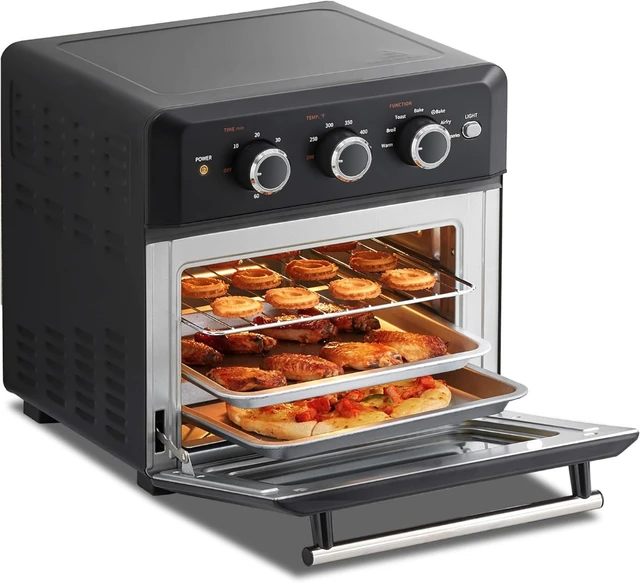 COMFEE' 4 Slice Small Toaster Oven Countertop, Retro Compact Design,  Multi-Function with 30-Minute Timer, Bake, Broil, Toast, 1000 Watts, 2-Rack