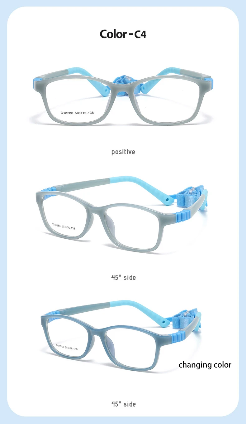 VICKY Fashionable Detachable Frames Anti-Blue Light Glasses TR90 Children's Frames Customizable Prescription D18288