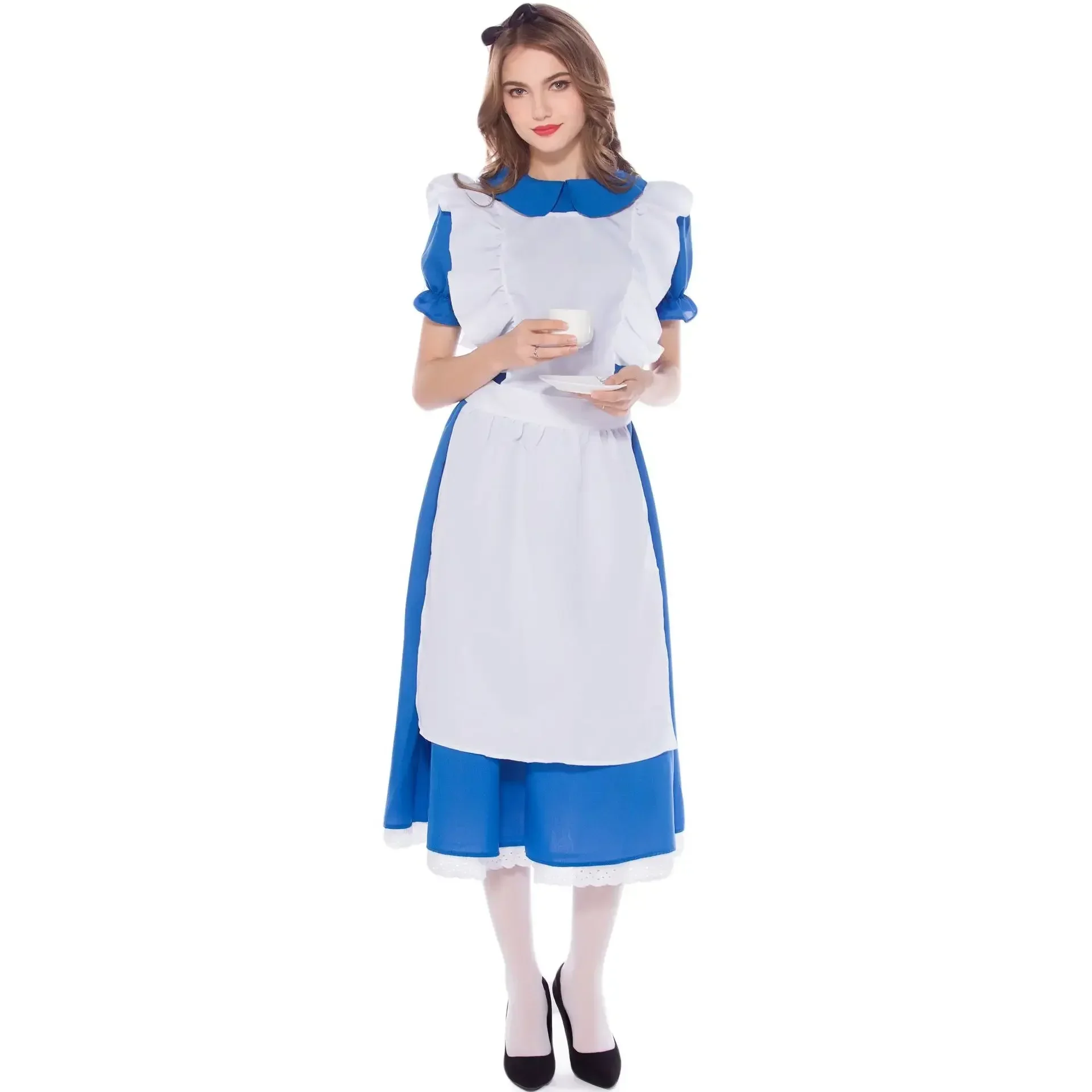 Halloween Costumes for Women Lolita Dress Maid Apron Fantasia Carnival Masquerade Party Alice In Wonderland Cosplay Costume