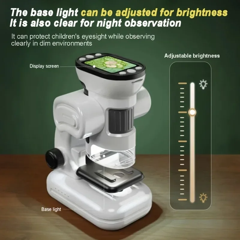 어린이를 위한 디지털 현미경 LED 조명 비디오 사진 촬영 기능이 있는 휴대용 휴대용 돋보기 카메라 교육용 장난감으로 사용할 수 있습니다