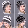 Women Winter Warm Real Rex Rabbit Fur Hat Snow Cap Winter Hats For Women Girls Real Fur Knit Skullies Beanies Natural Fluffy Hat 6