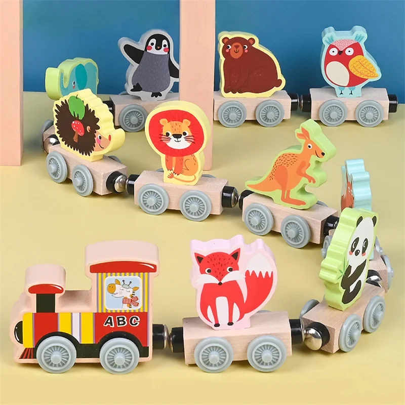 Bacxzomx Magnetischer Holzzug Montessori Spielzeug - Zahlen & Tiere Lernspielzeug Ab 1-3 Jahre