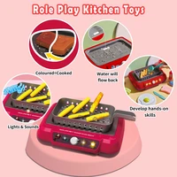 WizKidz Kids Play Kitchen Accessories Toy Set Gift with Sound & Light Color Changing Play Food Fryer Toy Kitchen for Boy & Girl 2