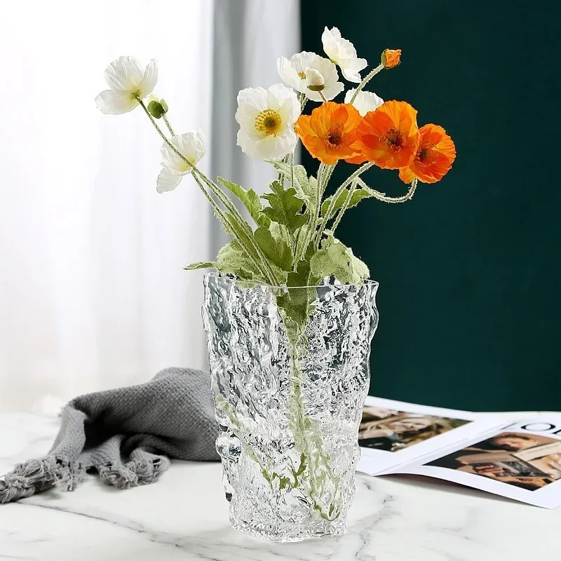 Finnish Glacier Vase Nordic Simple Transparent Glass Flower Hydroponic Decoration Flower Light Luxury Table Flower Arrangement 4