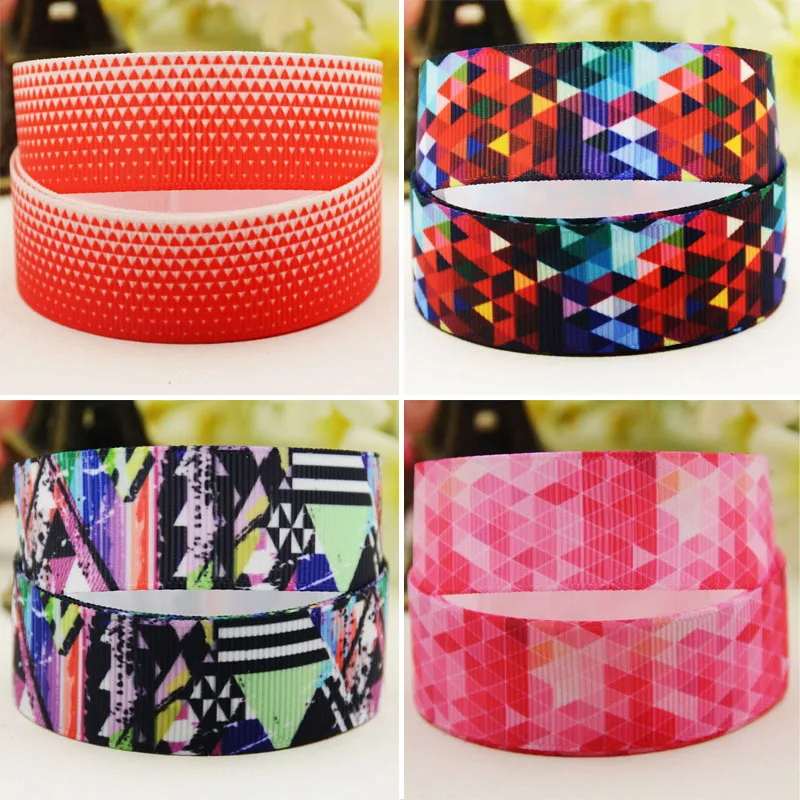 

22mm 25mm 38mm 75mm Geometric cartoon printed Grosgrain Ribbon party decoration 50 Yards satin ribbons