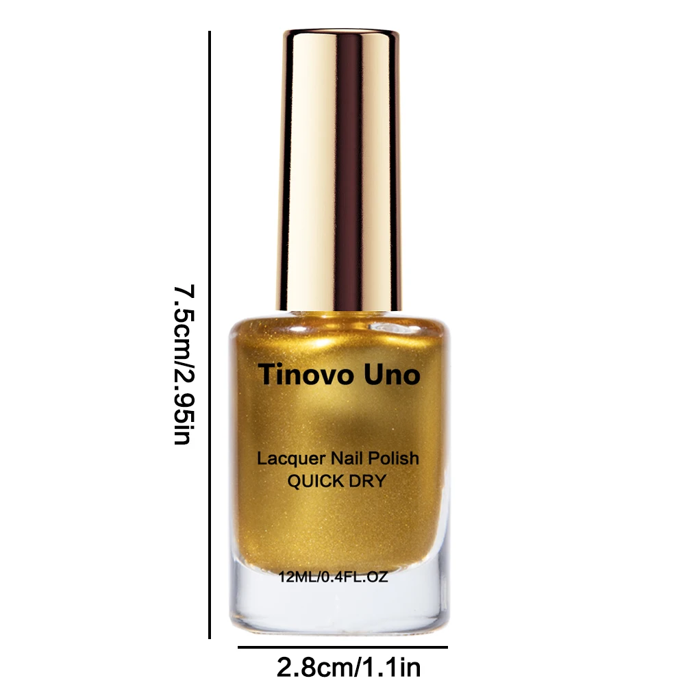 Tinovo Uno Metallic Gold Nail Polish Strengthener Growth Quick Dry Nail Growth Polish Lacquer Manicure Nail Art Base Top Coat 4