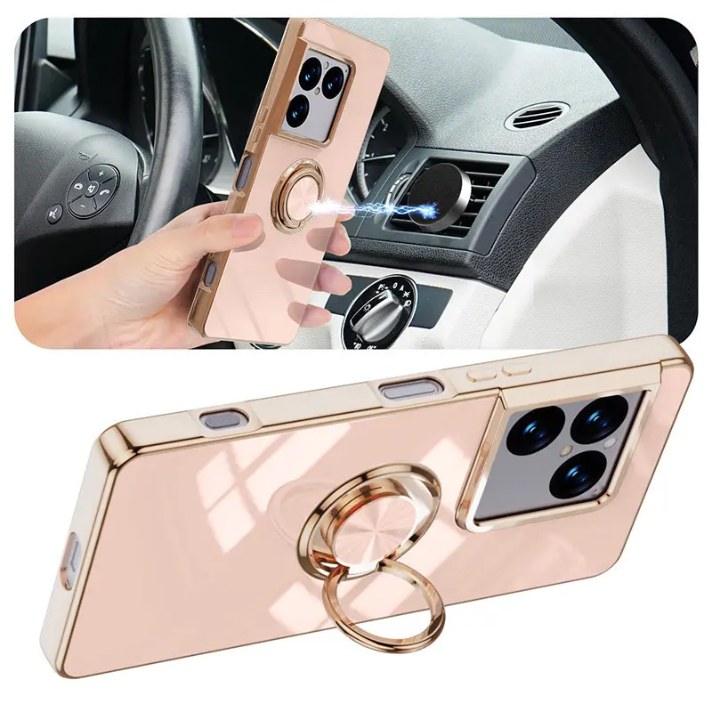 MagSafe Magnetic 360° Ring Electroplated Shockproof Phone Case with Soft Silicone Bumper