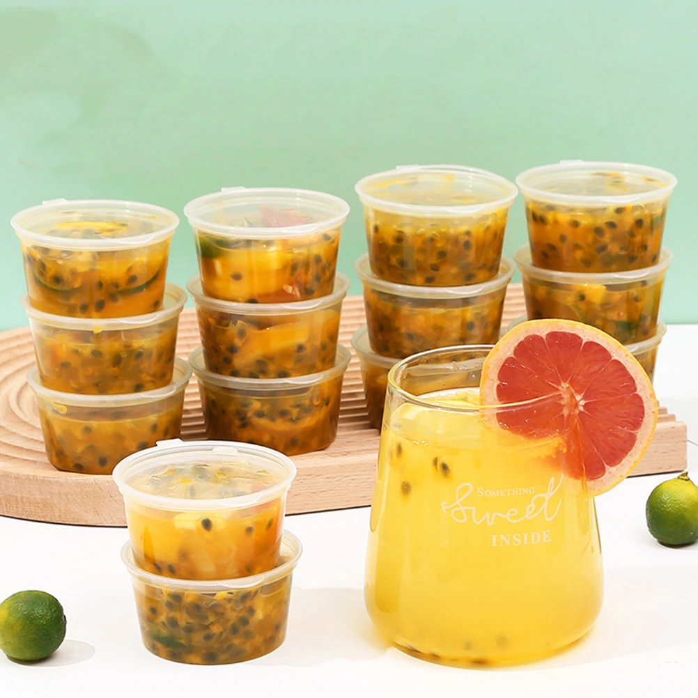 100pcs 50/100ml Disposable Plastic Takeaway Sauce Cup Condiment Container Food Packing Box Pigment Paint Box With Lids 2