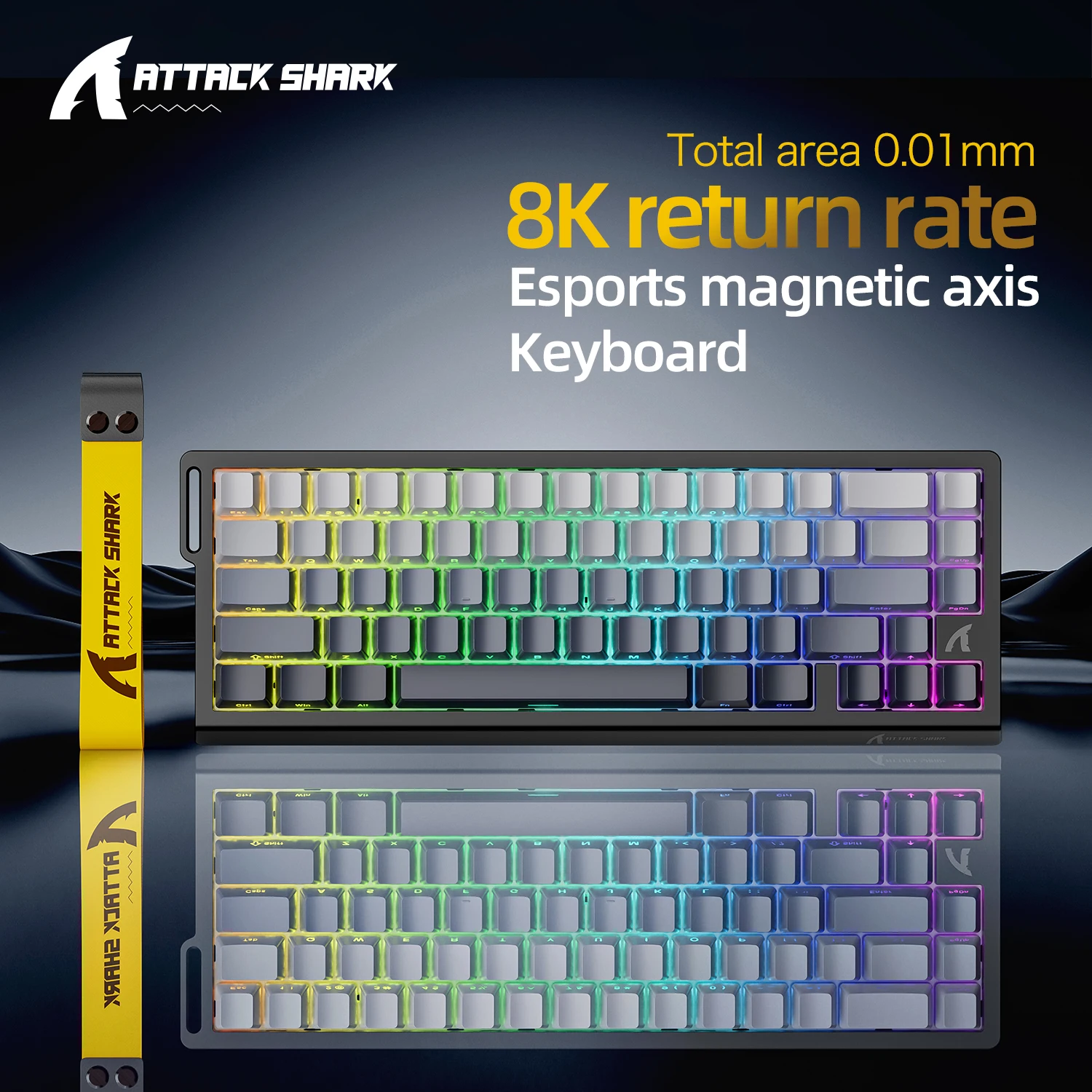 어택 샤크 X68HE RGB 기계식 키보드, 웹 드라이버 지원, 0.01mm 래피드 트리거, 8000Hz 리턴 속도, 0.125ms, 유선 디자인