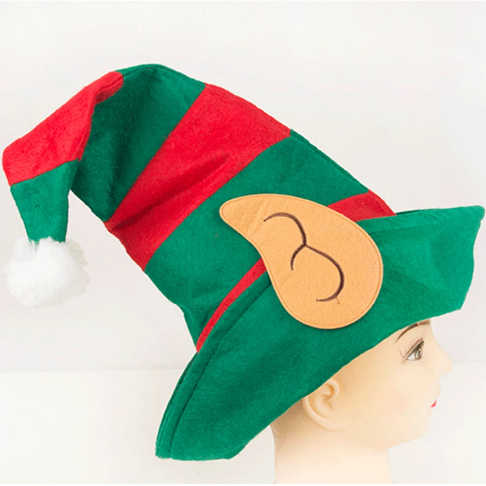 Cappello Da Elfo Di Natale OXYN | 45x28cm Strisce Rosse E Verdi | Morbido Per Adulti | Costume Cosplay