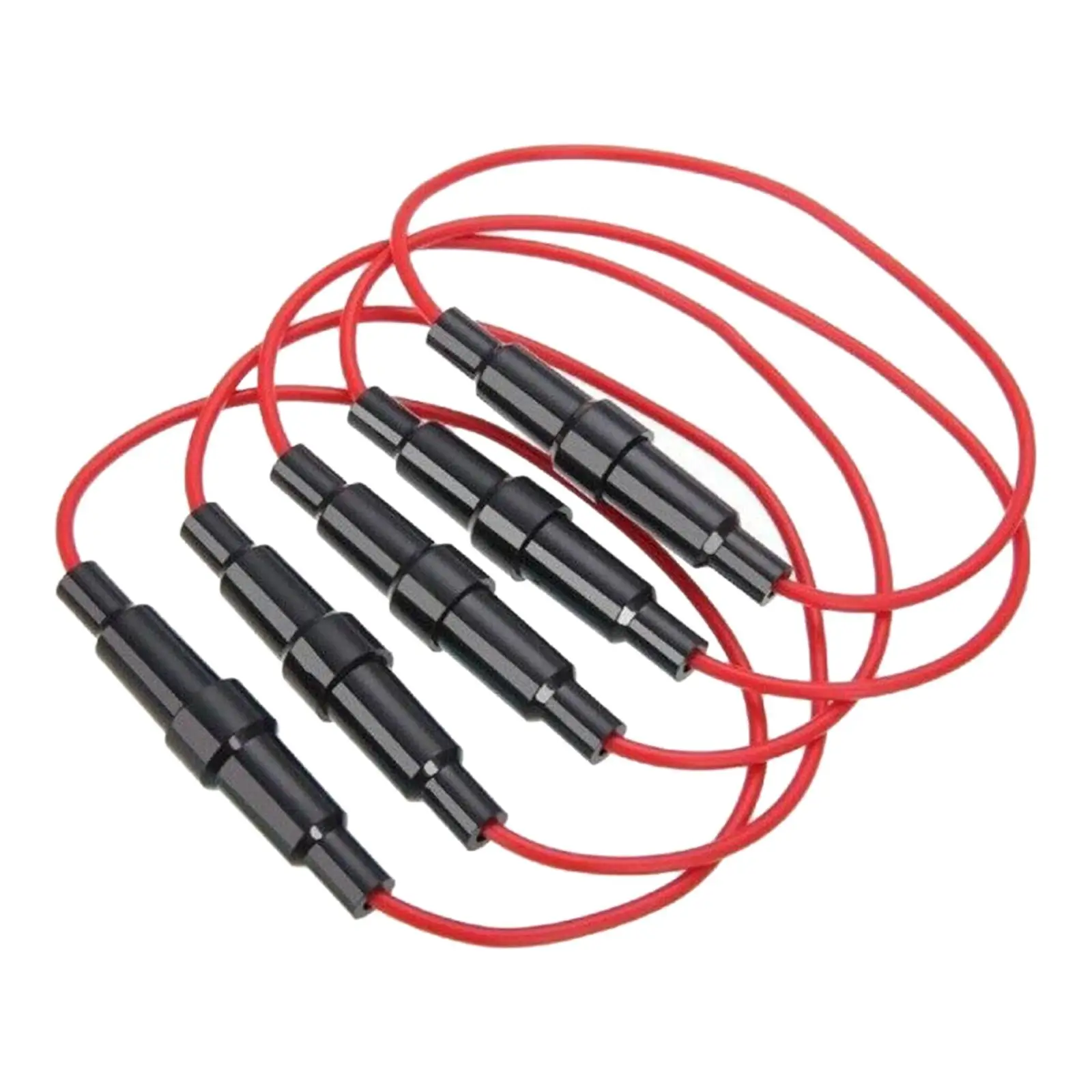 5 Pieces Fuse Holder 5x20mm Waterproof Durable 10A Black,7 Inches Long 18 Gauge AWG Wire for Standard Car Fuse Vans Cars