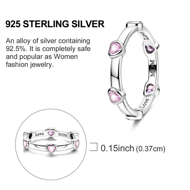 Bague en argent sterling 925 véritable, forme de cœur, trèfle, bijoux pour femmes, cadeau d'anniversaire, de fiançailles
