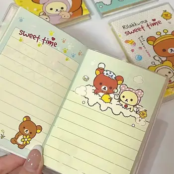 Mini taccuino da cartone animato A7, linea orizzontale a colori, pagina interna, illustrazione dell'orso carino, blocco note tascabile, libretto per bambini 1
