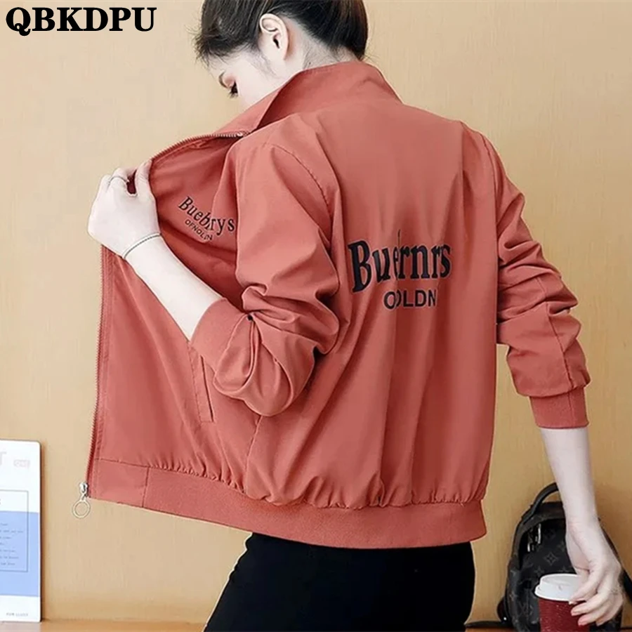 

Куртка женская укороченная с буквенным принтом, повседневный свободный пиджак оверсайз с воротником-стойкой, уличная одежда в Корейском стиле, 3xl, на весну