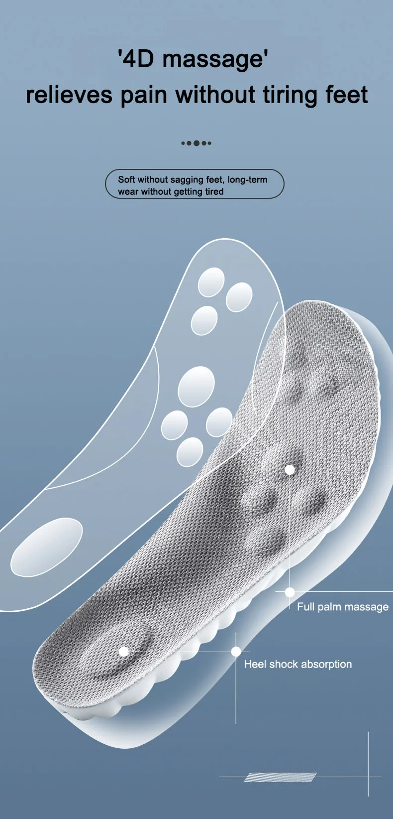 Latex Insoles for Shoes Orthopedic Soft Massage Thicken Sports Shock Absorption Pads Breathable Sweat Winter Warm Thermal Pad