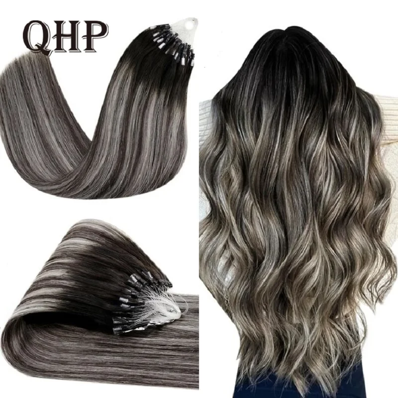 Micro Loop Fusion Human Hair Straight Soft Fishing Line Human Hair Extension Invisible Fishing Line Salon For Women Natural