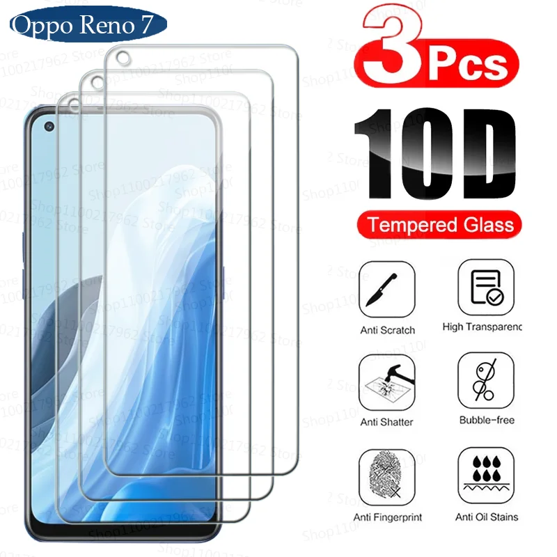 

3Pcs Screen Protectors For OPPO Reno 7 4G 5G Tempered Glass High Definition Protective Glass Film Cover on OPPO Reno7 Pro